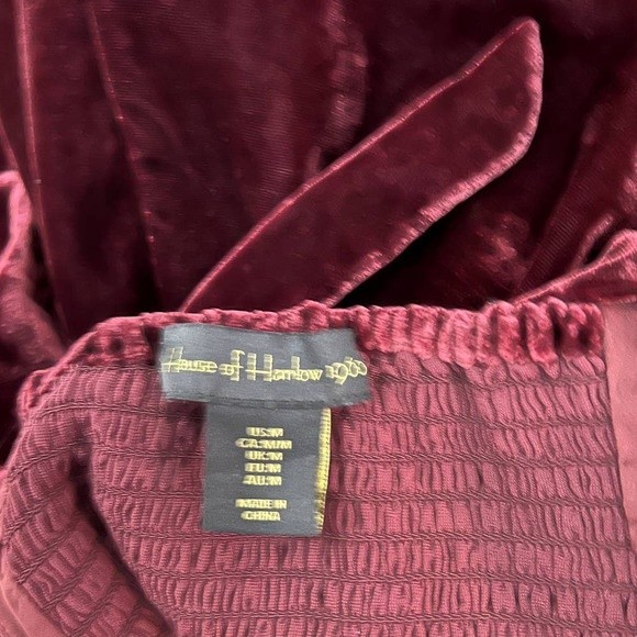 House of Harlow 1960 x Revolve Burgundy Velvet Shoulder Tie Maroon Mini Dress M - Picture 5 of 6